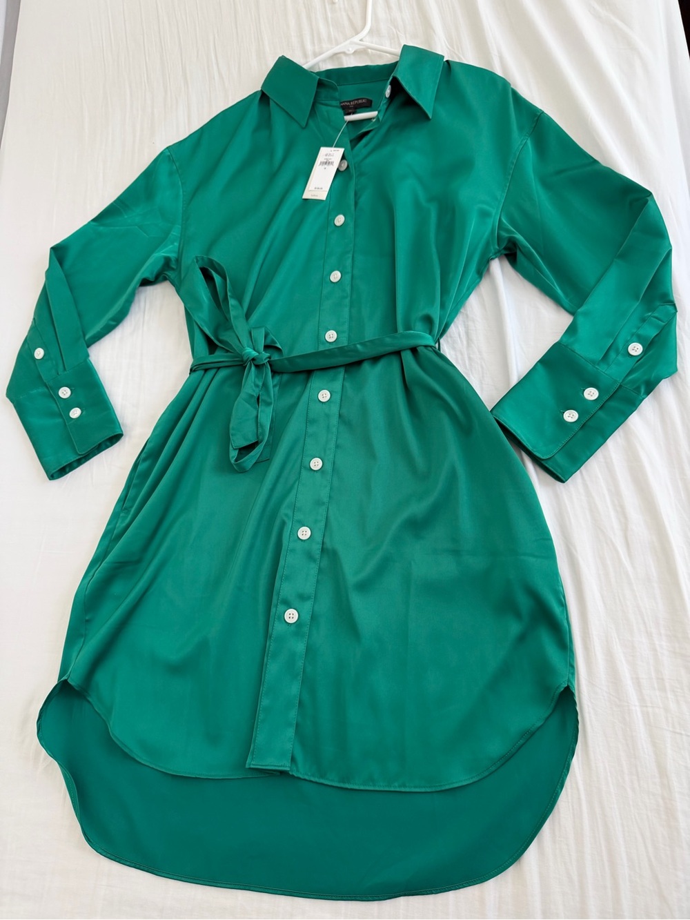 Banana Republic Factory Emerald Green Shirt Dress